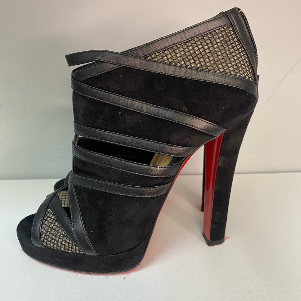 Christian Louboutin Suede Mesh Accents Boots